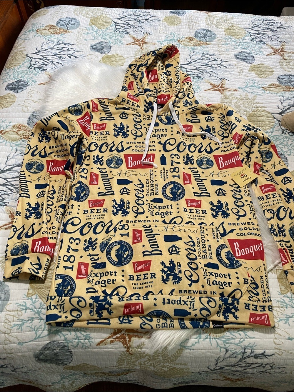 Coors x Banquet yellow/golden Graphic Hoodie- bicycling